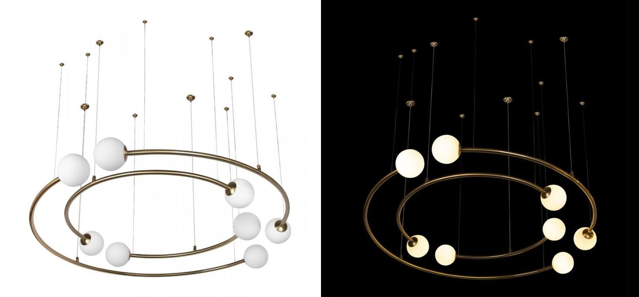 Дизайнерская Модульная Люстра PLANETARY two rings Gold 100 см - фото