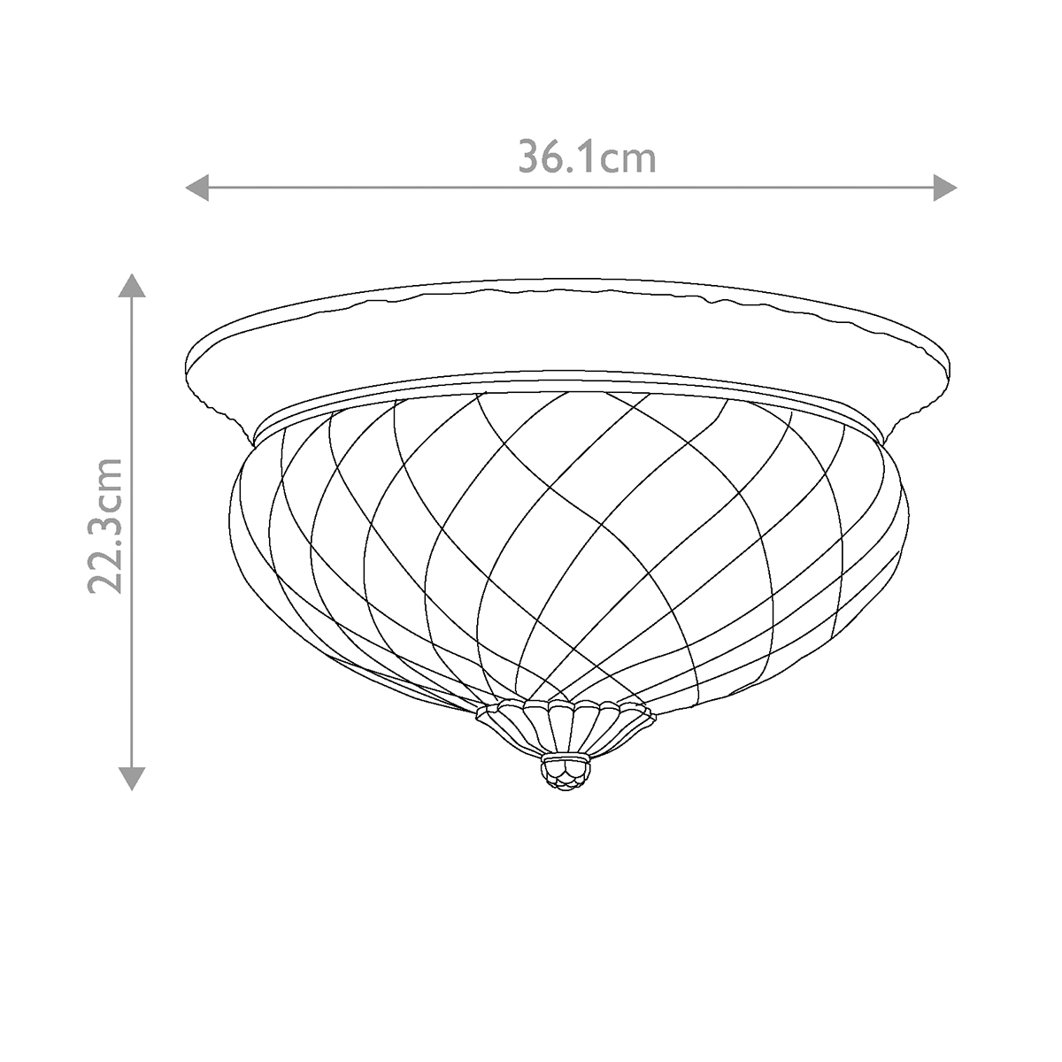 Потолочный светильник цвета латунь с прозрачным рифленым плафоном в форме чаши Hinkley в Волгограде