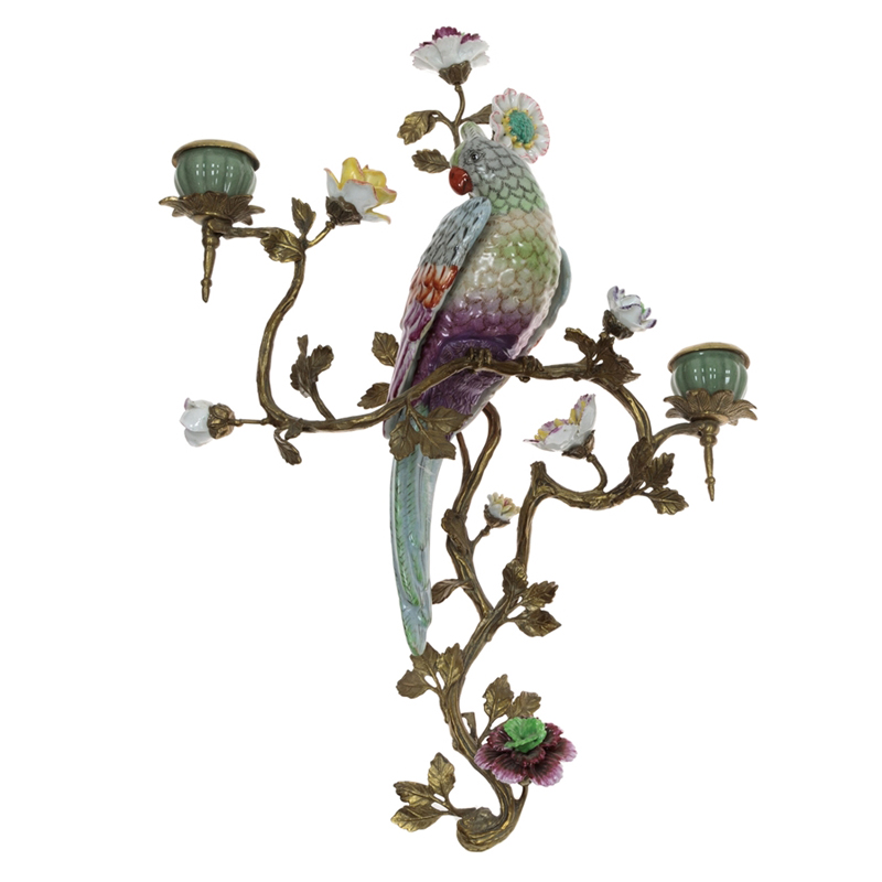 Подсвечник настенный Colorful Flowers and Parrot R Бронза Мульти Подсвечник настенный Colorful Flowers and Parrot R Бронза Мульти в Волгограде | Loft Concept