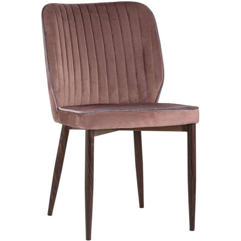 Стул Lawrence Chair Розовый велюр Серый кант Розовый пастельный Светло-серый Коричневый Стул Lawrence Chair Розовый велюр Серый кант Розовый пастельный Светло-серый Коричневый в Волгограде | Loft Concept