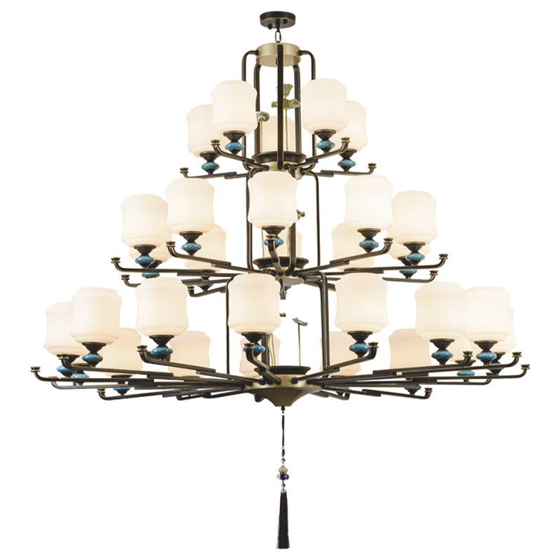 Люстра в китайском стиле Chinese Style Lotus Fruit Chandelier Черный Латунь Белый Зеленый Люстра в китайском стиле Chinese Style Lotus Fruit Chandelier Черный Латунь Белый Зеленый в Волгограде | Loft Concept