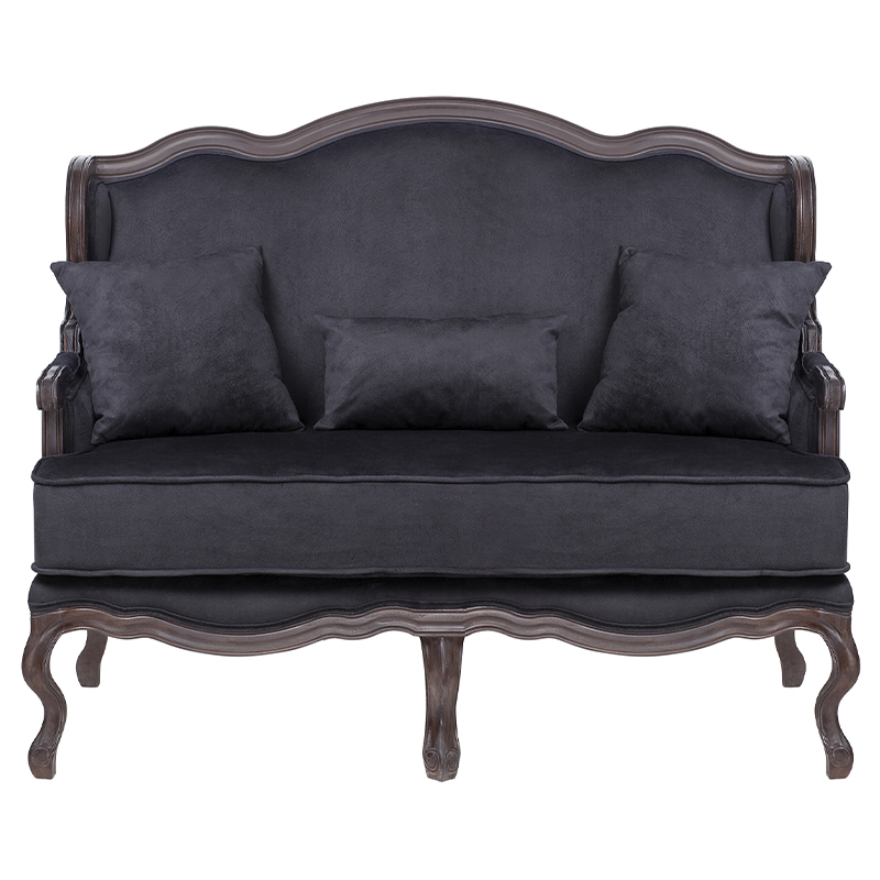 Диван двухместный George Grand Seating black velour Черный Коричневый Диван двухместный George Grand Seating black velour Черный Коричневый в Волгограде | Loft Concept