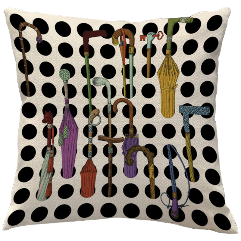 Декоративная подушка Fornasetti Umbrellas And Canes Черно-белый Мульти Декоративная подушка Fornasetti Umbrellas And Canes Черно-белый Мульти в Волгограде | Loft Concept