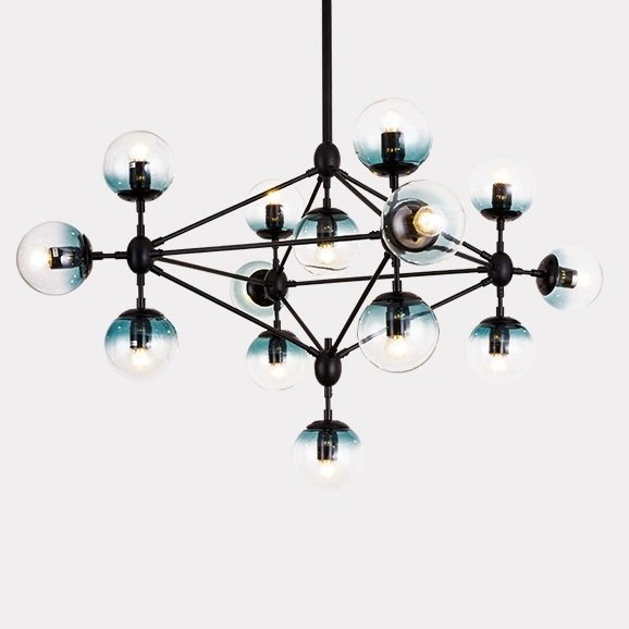 Люстра Modo Chandelier Globes Blue Ambre Black Черный Люстра Modo Chandelier Globes Blue Ambre Black Черный в Волгограде | Loft Concept