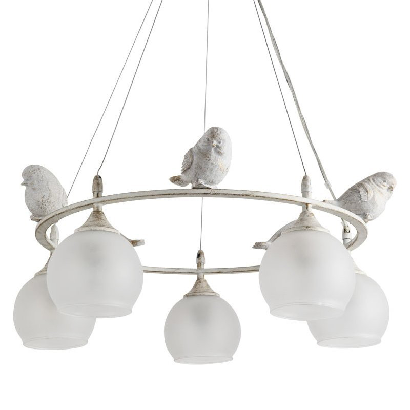 Люстра Provence Bird Chandelier white Белое матовое стекло Золотой Белый Люстра Provence Bird Chandelier white Белое матовое стекло Золотой Белый в Волгограде | Loft Concept