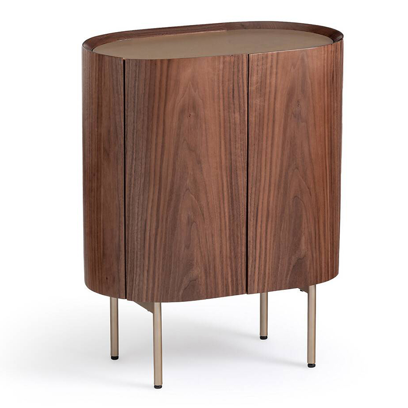 Тумба округлой формы Walnut and Leather массив ореха и столешница из натуральной кожи Орех Золотой Шампань Тумба округлой формы Walnut and Leather массив ореха и столешница из натуральной кожи Орех Золотой Шампань в Волгограде | Loft Concept