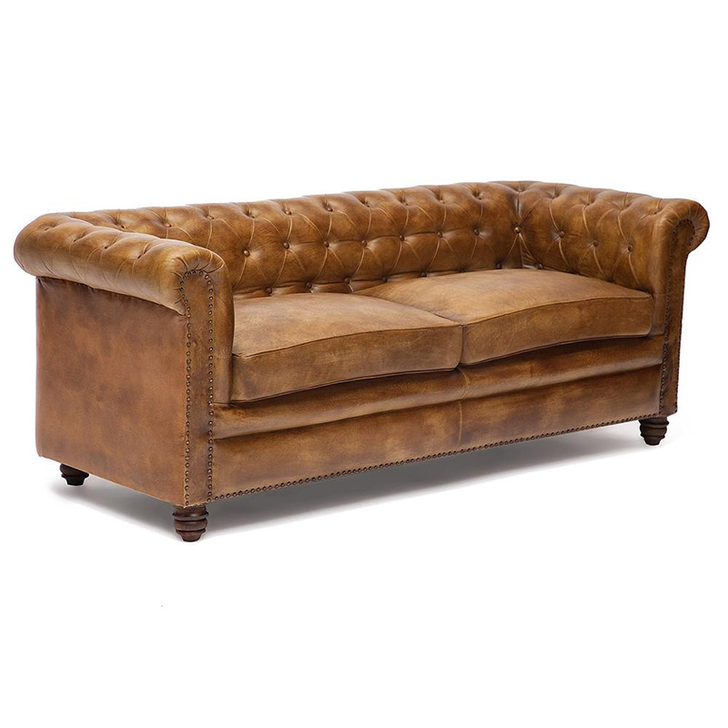 Диван кожаный Buffalo Leather Sofa Triple Коричневый винтаж Диван кожаный Buffalo Leather Sofa Triple Коричневый винтаж в Волгограде | Loft Concept