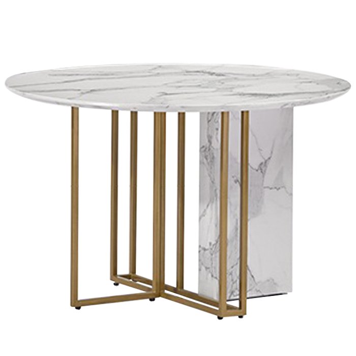 Стол Marble Corner Circle Латунь Белый Стол Marble Corner Circle Латунь Белый в Волгограде | Loft Concept