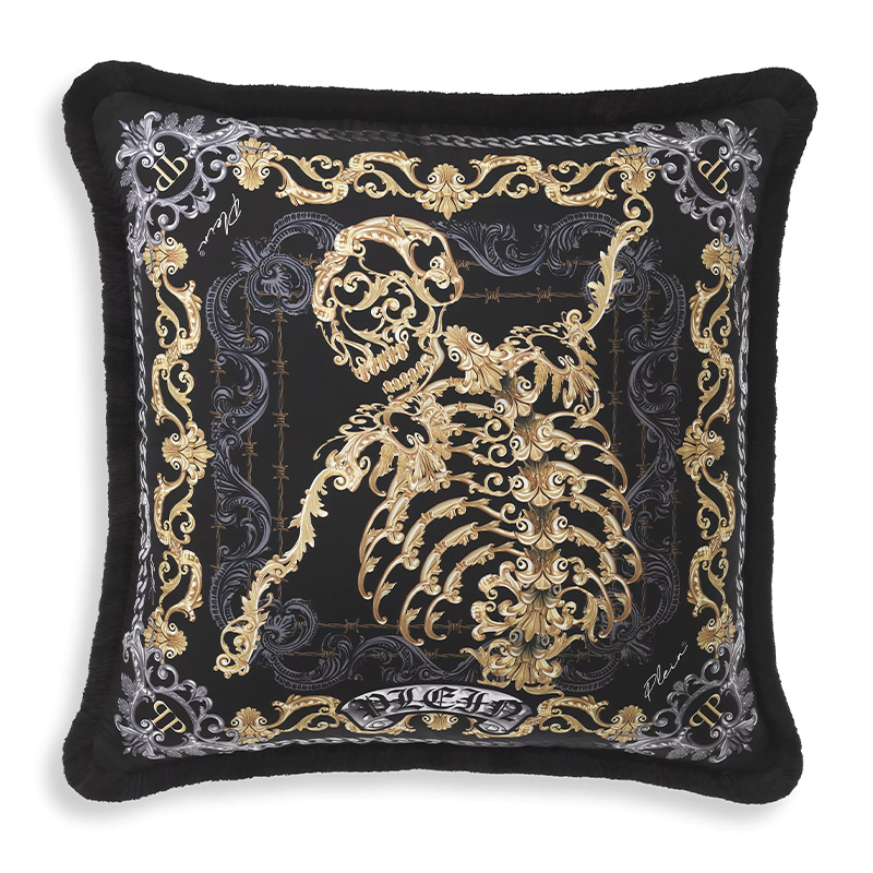 Подушка Philipp Plein Cushion Silk Skeleton 50 x 50 cm Черный Серый Золотой Подушка Philipp Plein Cushion Silk Skeleton 50 x 50 cm Черный Серый Золотой в Волгограде | Loft Concept