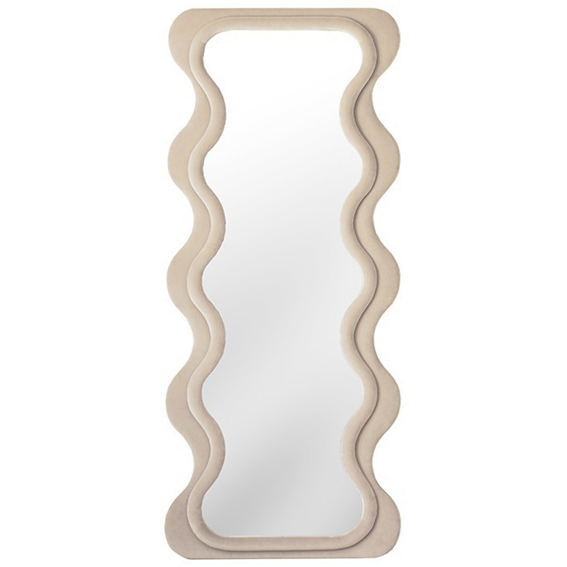 Зеркало Velvet Curved Waves Mirror Бежевый Зеркало Зеркало Velvet Curved Waves Mirror Бежевый Зеркало в Волгограде | Loft Concept