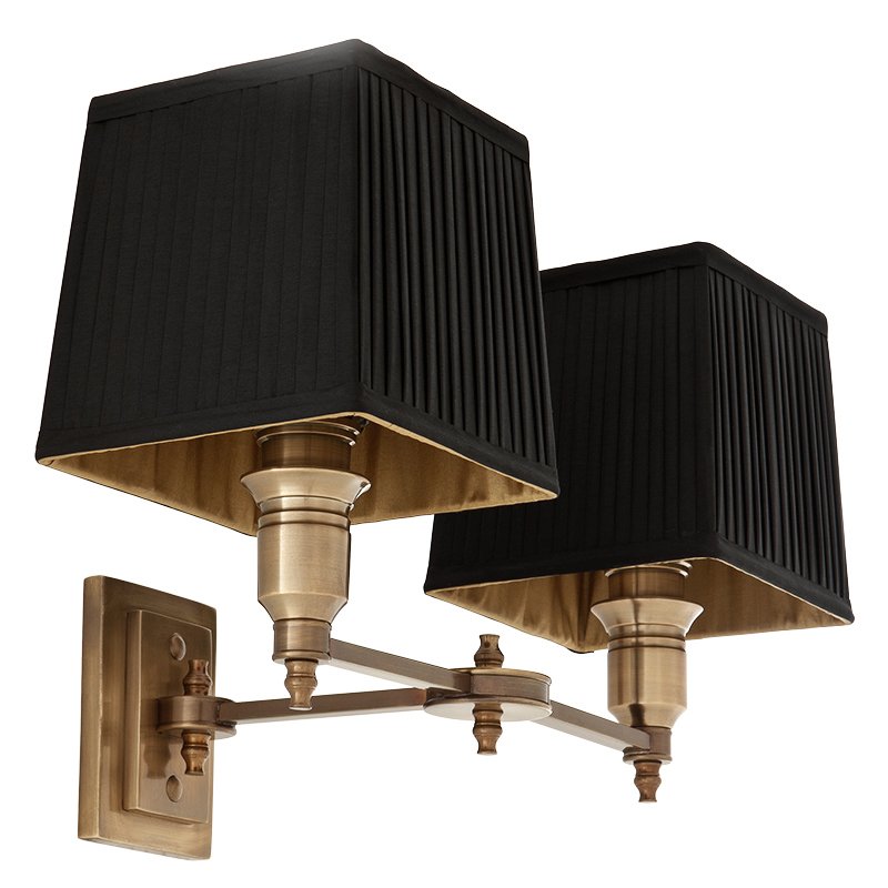 Бра Wall Lamp Lexington Double Brass+Black Латунь Античная полированная Черный Бра Wall Lamp Lexington Double Brass+Black Латунь Античная полированная Черный в Волгограде | Loft Concept