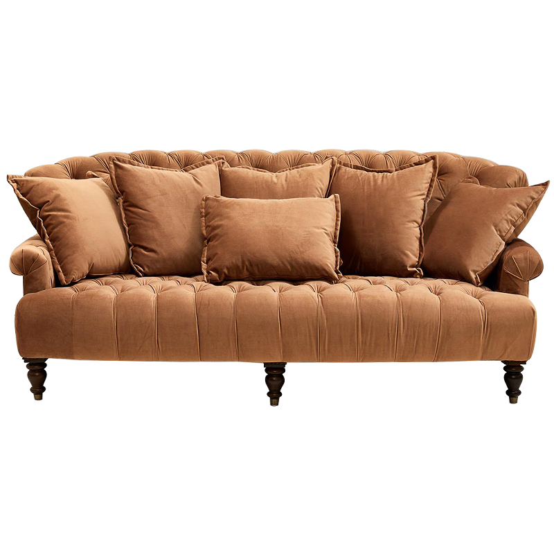 Диван велюровый с подушками Welch Sofa Карамель Диван велюровый с подушками Welch Sofa Карамель в Волгограде | Loft Concept