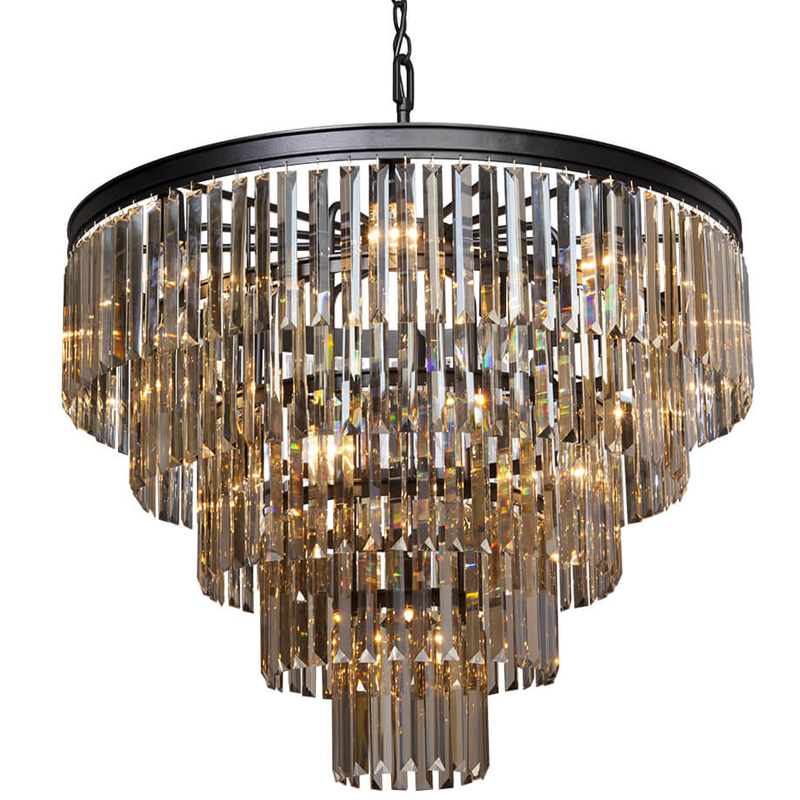 Люстра ODEON Amber GLASS 5-TIER  Black Янтарное стекло D 80 Черный матовый в Волгограде | Loft Concept 