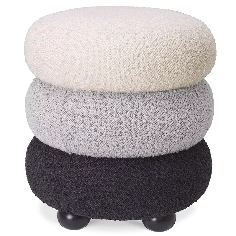 Пуф Eichholtz Stool Tulum Boucle Светло-серый Черный Молочный Пуф Eichholtz Stool Tulum Boucle Светло-серый Черный Молочный в Волгограде | Loft Concept