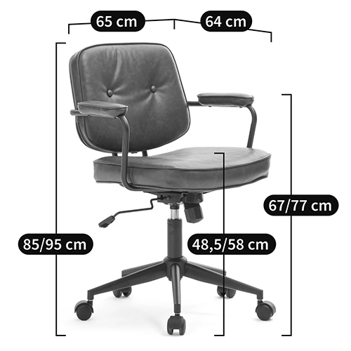 Офисное кресло в винтажном стиле на колёсах Glenn Dark Grey Chair Офисное кресло в винтажном стиле на колёсах Glenn Dark Grey Chair в Волгограде