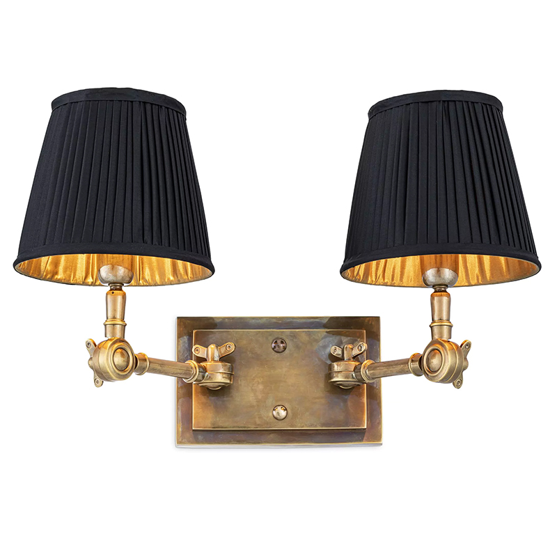 Бра Eichholtz Wall Lamp Wentworth Double Brass Винтажная латунь Черный Бра Eichholtz Wall Lamp Wentworth Double Brass Винтажная латунь Черный в Волгограде | Loft Concept