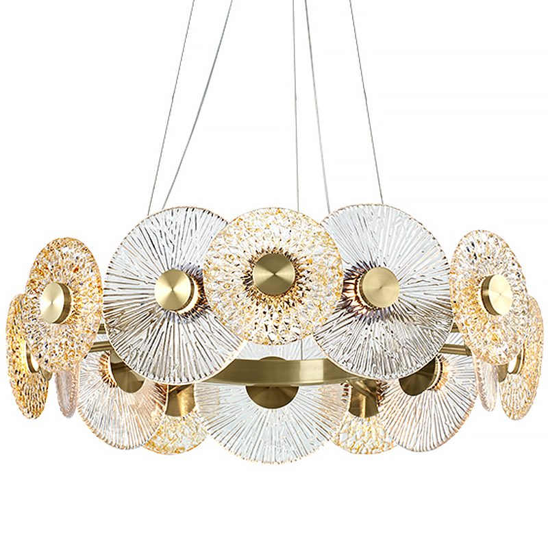 Люстра Clear and Amber Discs Chandelier Латунь Прозрачный Янтарь (Amber) Люстра Clear and Amber Discs Chandelier Латунь Прозрачный Янтарь (Amber) в Волгограде | Loft Concept