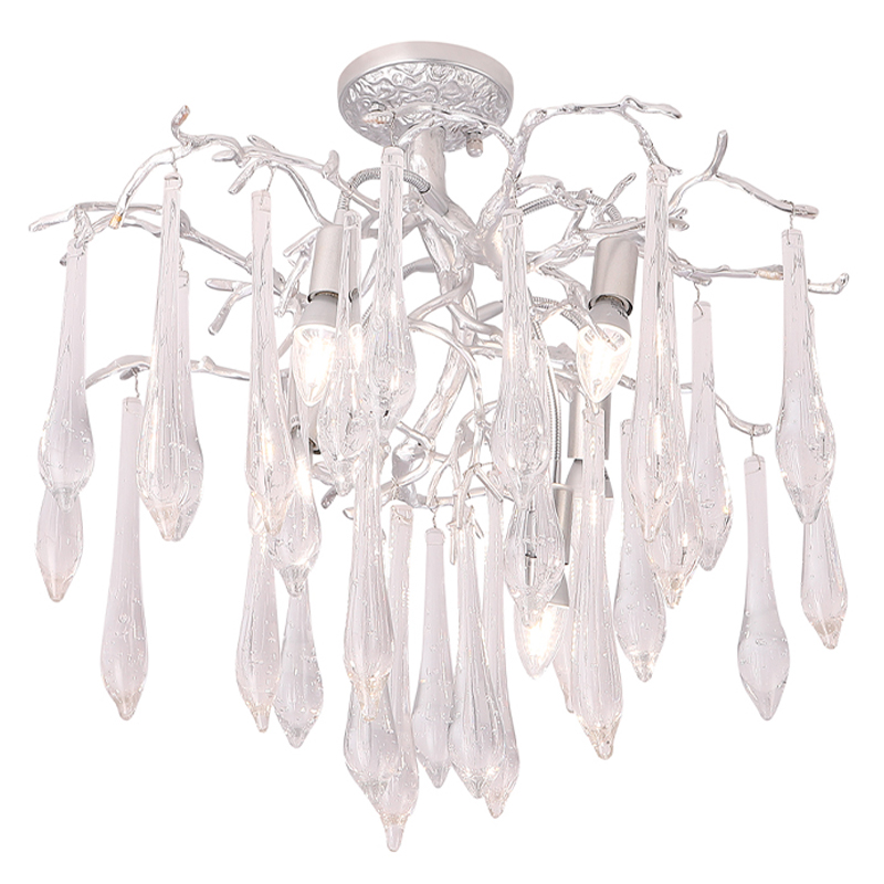 Люстра потолочная с прозрачными стеклянными подвесками в форме капель Droplet Chandelier Золотой Прозрачный Серебряный Люстра потолочная с прозрачными стеклянными подвесками в форме капель Droplet Chandelier Золотой Прозрачный Серебряный в Волгограде | Loft Concept