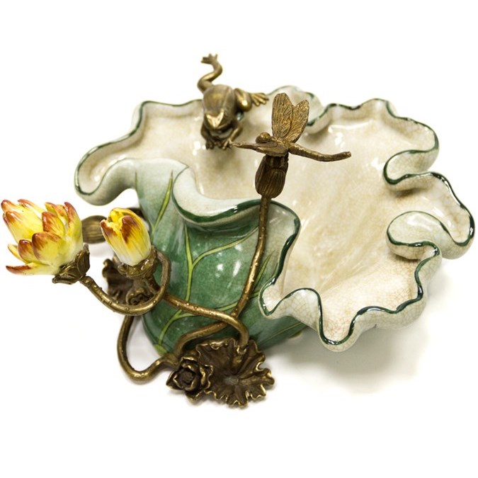 Чаша Water Lily Bowl Зеленый Бронза Белый Чаша Water Lily Bowl Зеленый Бронза Белый в Волгограде | Loft Concept