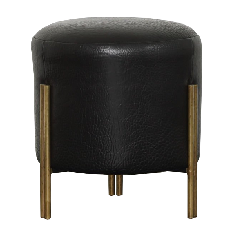 Пуф из черной кожи MELANGE FOOT STOOL Черный Латунь Пуф из черной кожи MELANGE FOOT STOOL Черный Латунь в Волгограде | Loft Concept
