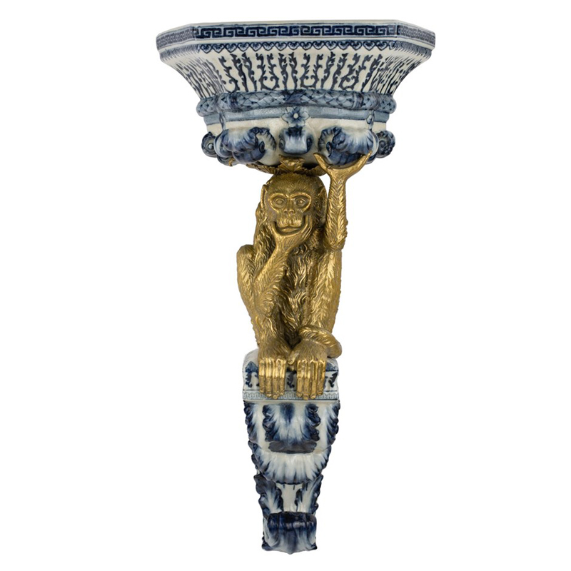 Полка Blue and Bronze monkey Синий Белый Бронза Полка Blue and Bronze monkey Синий Белый Бронза в Волгограде | Loft Concept