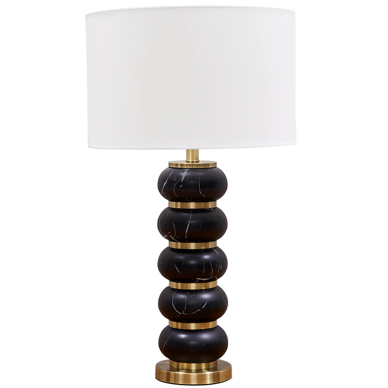 Настольная лампа с абажуром Alan Table Lamp Белый Черный Золотой Настольная лампа с абажуром Alan Table Lamp Белый Черный Золотой в Волгограде | Loft Concept