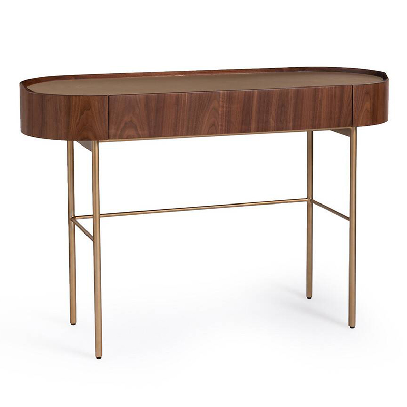 Стол-консоль Walnut and Leather Орех Золотой Шампань Стол-консоль Walnut and Leather Орех Золотой Шампань в Волгограде | Loft Concept