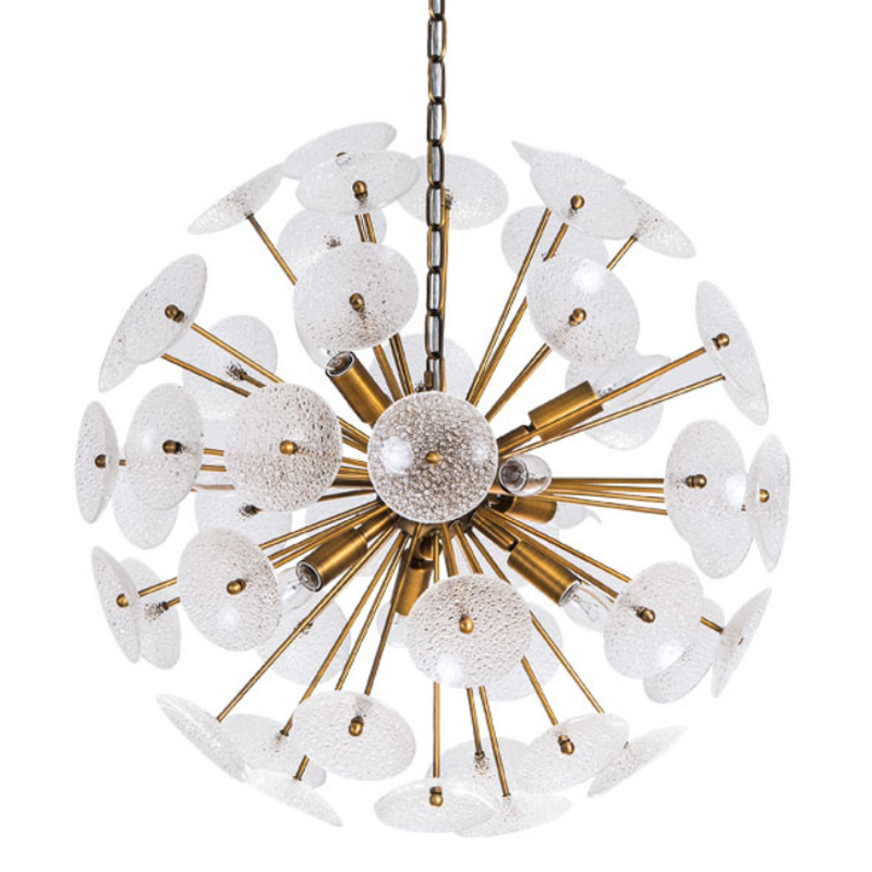Люстра Sputnik Textured Glass White Chandelier Золотой Белый Люстра Sputnik Textured Glass White Chandelier Золотой Белый в Волгограде | Loft Concept