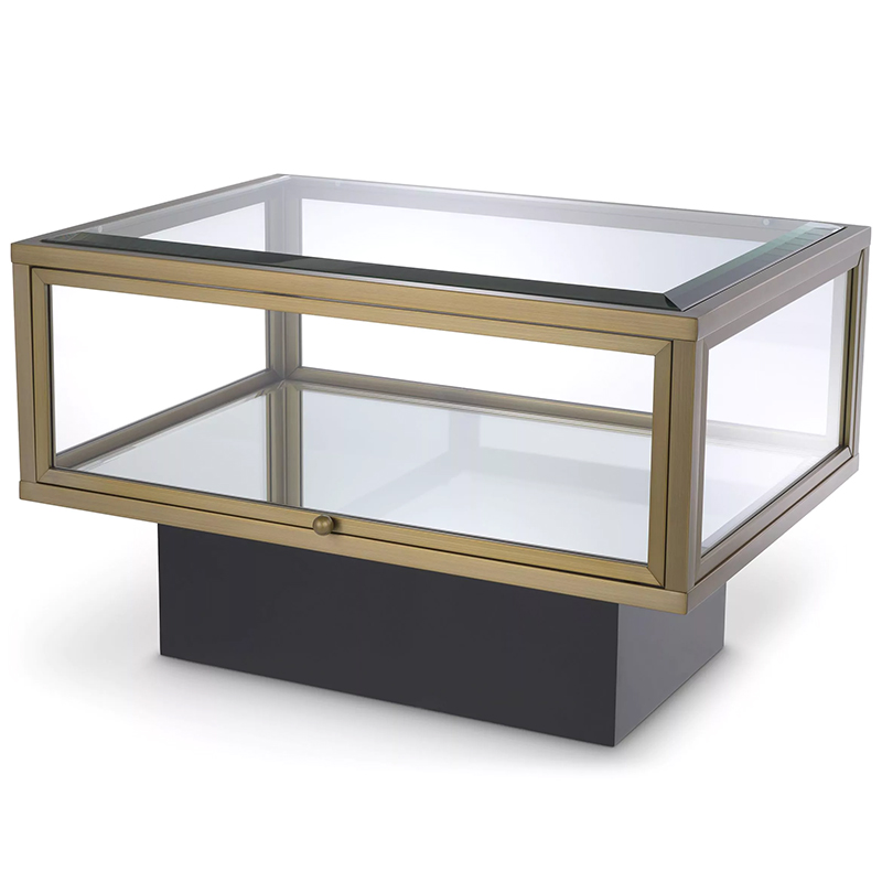 Приставной стол с витриной Eichholtz Side Table Ryan Черный Латунь Прозрачное Стекло Зеркало Приставной стол с витриной Eichholtz Side Table Ryan Черный Латунь Прозрачное Стекло Зеркало в Волгограде | Loft Concept