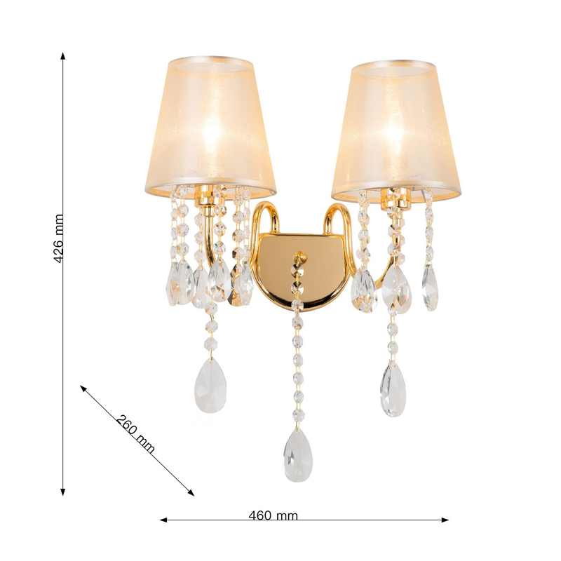 Двойное бра золотого цвета с хрустальным декором Dainty Light Двойное бра золотого цвета с хрустальным декором Dainty Light в Волгограде