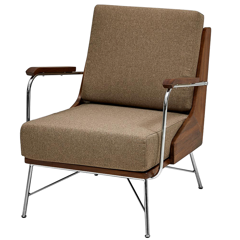 Кресло в ретро стиле Kinsey Armchair Коричневый Хром в Волгограде | Loft Concept 