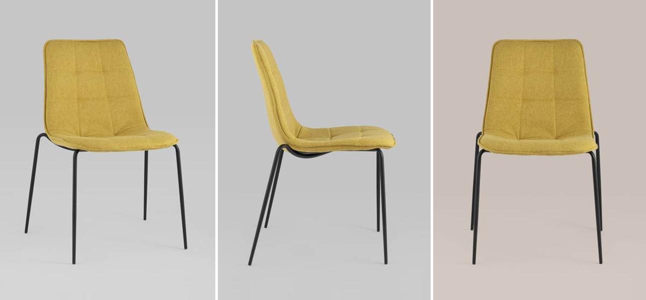 Стул Ненси Желтый Цвет Ткань Рогожка - фото