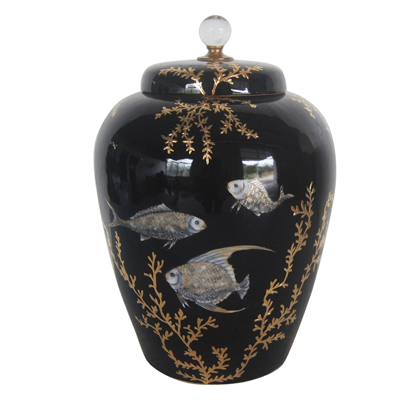 Ваза Vase Keg Algae Fish Черный Золотой Ваза Vase Keg Algae Fish Черный Золотой в Волгограде | Loft Concept