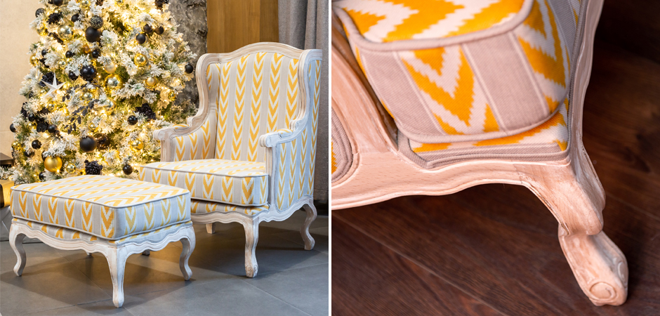 Кресло Ikat Pattern с желтым узором - фото №1