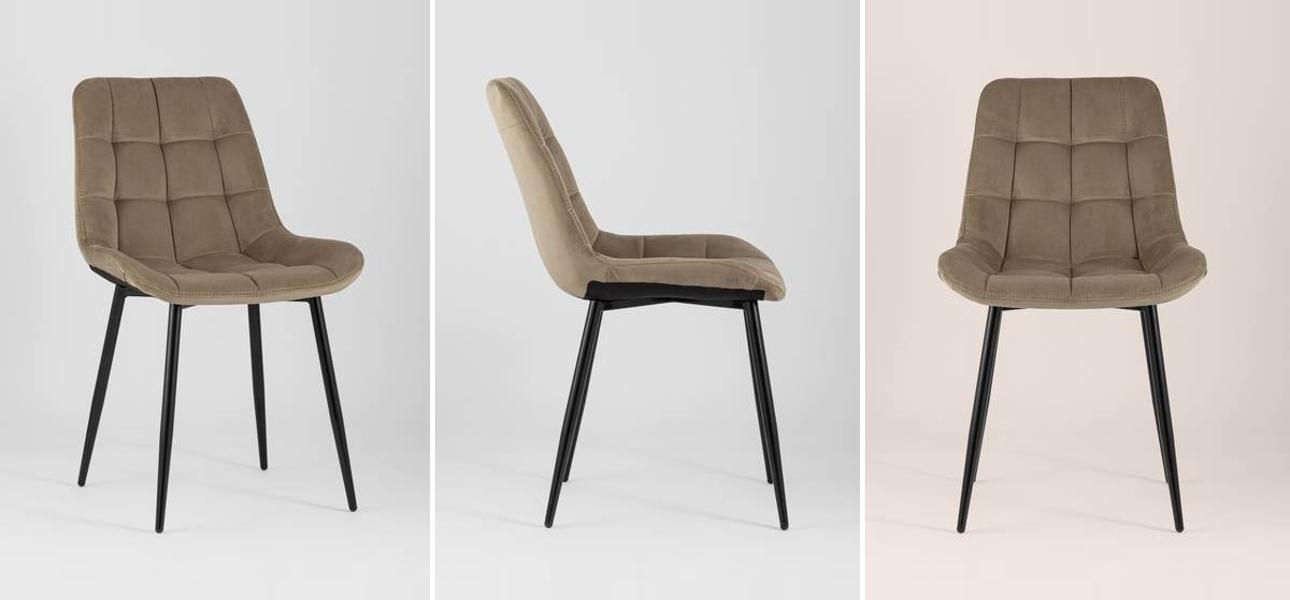 Стул NANCY Chair Коричневый Велюр Черные ножки - фото