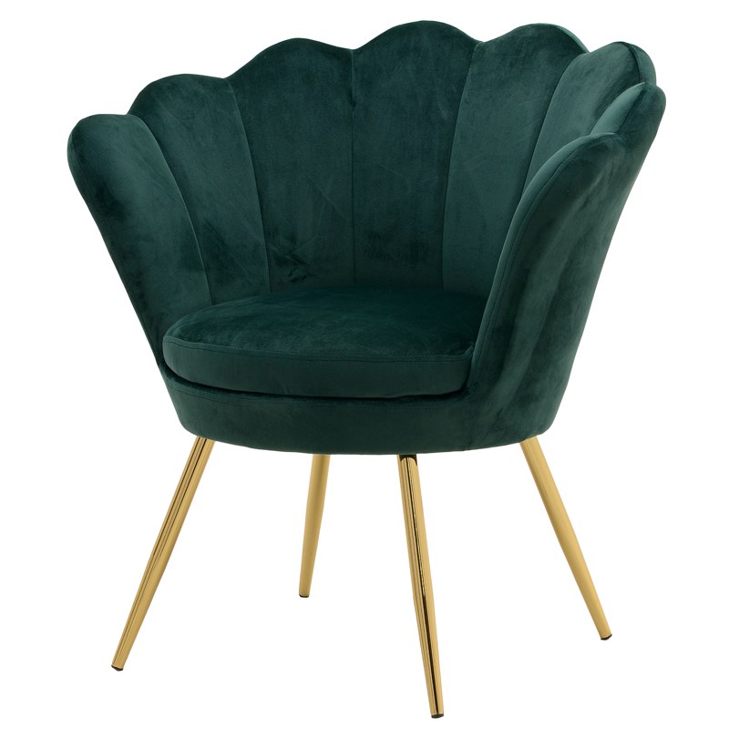 Кресло Jacinta Fan Emerald Изумрудный Золотой в Волгограде | Loft Concept 