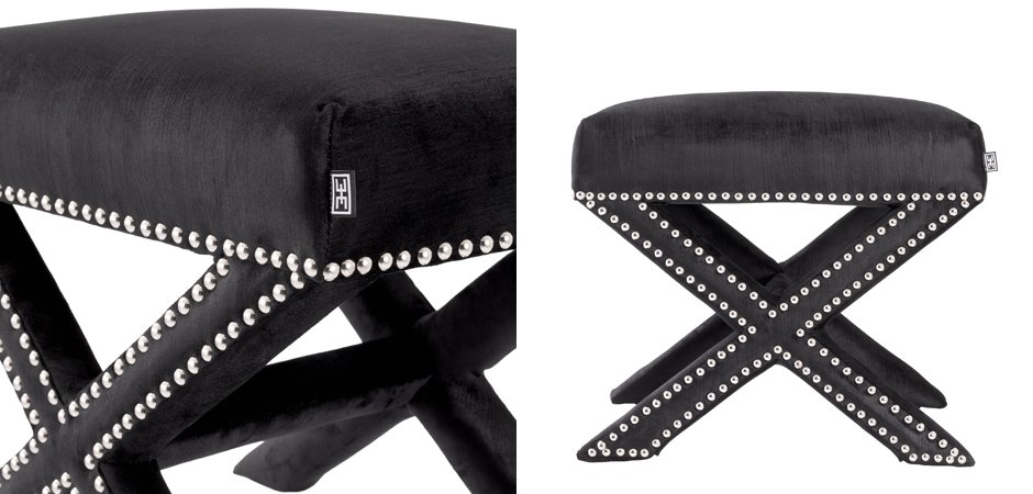 Оттоманка Eichholtz Stool Perugia Black Оттоманка Eichholtz Stool Perugia Black - Loft-Concept в Волгограде
