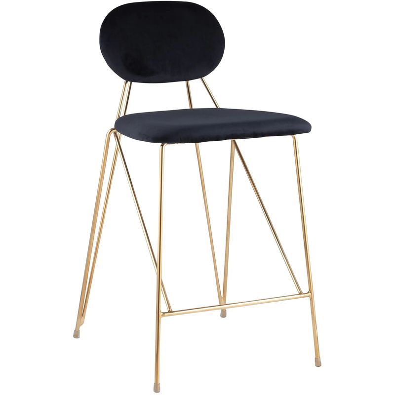 Полубарный Стул Alice Chair Черный Велюр Черный Золотой в Волгограде | Loft Concept 