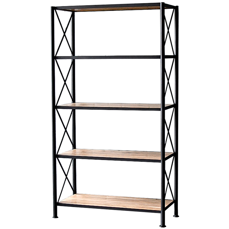 Стеллаж Buckley Industrial Metal Rust Rack Черный Древесина Стеллаж Buckley Industrial Metal Rust Rack Черный Древесина в Волгограде | Loft Concept