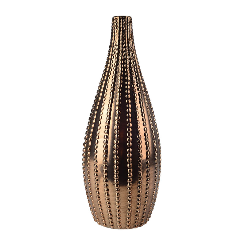 Ваза Ribbed Vase Narrow Throat bronze-gold 38 Ваза Ribbed Vase Narrow Throat bronze-gold 38 в Волгограде | Loft Concept