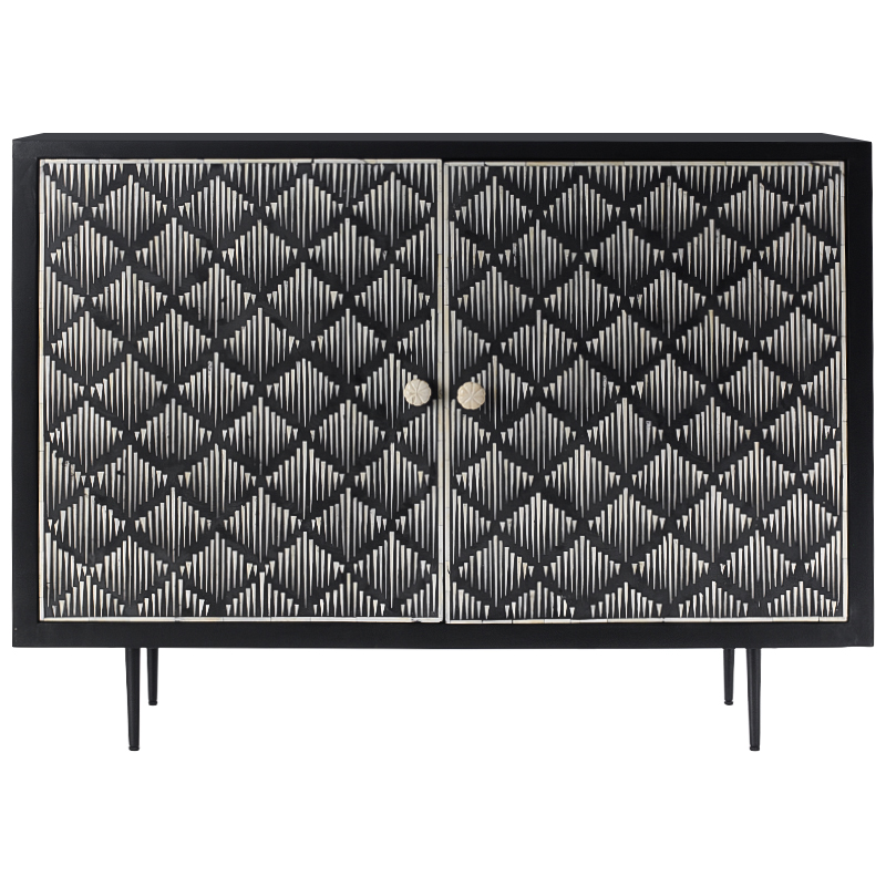 Буфет инкрустированный костью Bone Inlay black Черный Белый Бежевый Буфет инкрустированный костью Bone Inlay black Черный Белый Бежевый в Волгограде | Loft Concept