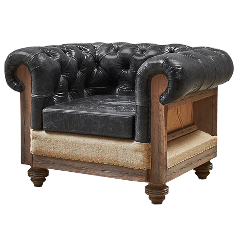 Кресло Deconstructed Chesterfield Armchair Графит Коричневый Кресло Deconstructed Chesterfield Armchair Графит Коричневый в Волгограде | Loft Concept