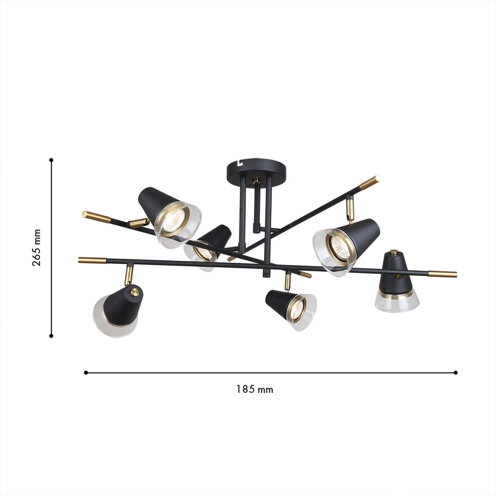 Потолочный светильник с конусообразными плафонами с контрастным сочетанием бронзы и глубоким черным цветом Aurika в Волгограде