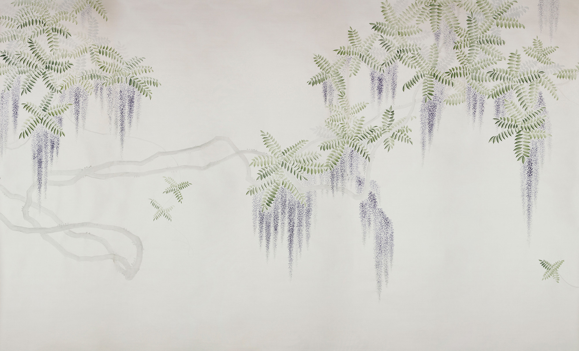 Обои в японском стиле Wisteria Lavender on Natural Mica metallic silk Обои в японском стиле Wisteria Lavender on Natural Mica metallic silk - постер Loft-Concept в Волгограде