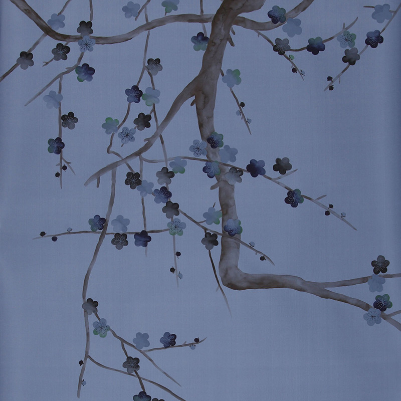 Обои ручная роспись Plum Blossom Special Colourway on Sky Blue dyed silk Обои ручная роспись Plum Blossom Special Colourway on Sky Blue dyed silk в Волгограде | Loft Concept