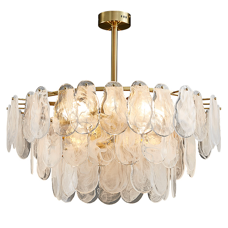 Люстра Maat  Textured Glass Chandelier Глянцевое золото Белое матовое стекло в Волгограде | Loft Concept 