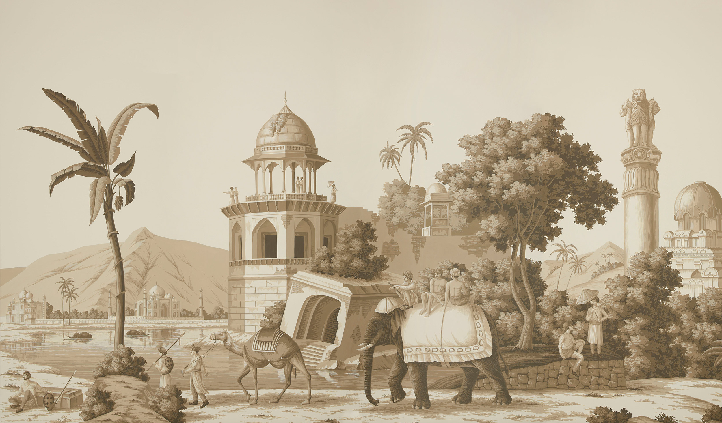 Обои ручная роспись Early Views of India Sepia on scenic paper Обои ручная роспись Early Views of India Sepia on scenic paper - постер Loft-Concept в Волгограде