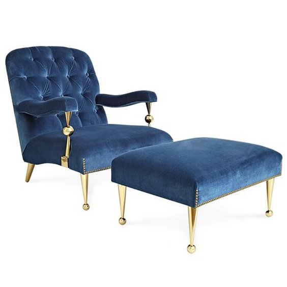 Кресло Jonathan Adler Caracas Chair Латунь Синий Кресло Jonathan Adler Caracas Chair Латунь Синий в Волгограде | Loft Concept