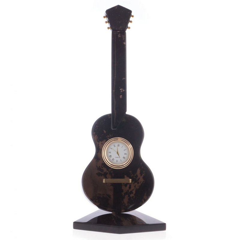 Часы настольные в виде гитары из натурального камня Обсидиан Stone Clock Коричневый Черный Часы настольные в виде гитары из натурального камня Обсидиан Stone Clock Коричневый Черный в Волгограде | Loft Concept