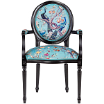 Полукресло из массива бука бирюзовое с изображением птиц и цветов Turquoise Chinoiserie Garden Chair варинант исполнения - 1 | Loft Concept в Волгограде